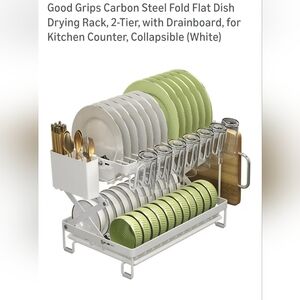 Good Grips 2-Tier Dish Drying Rack in White & Green